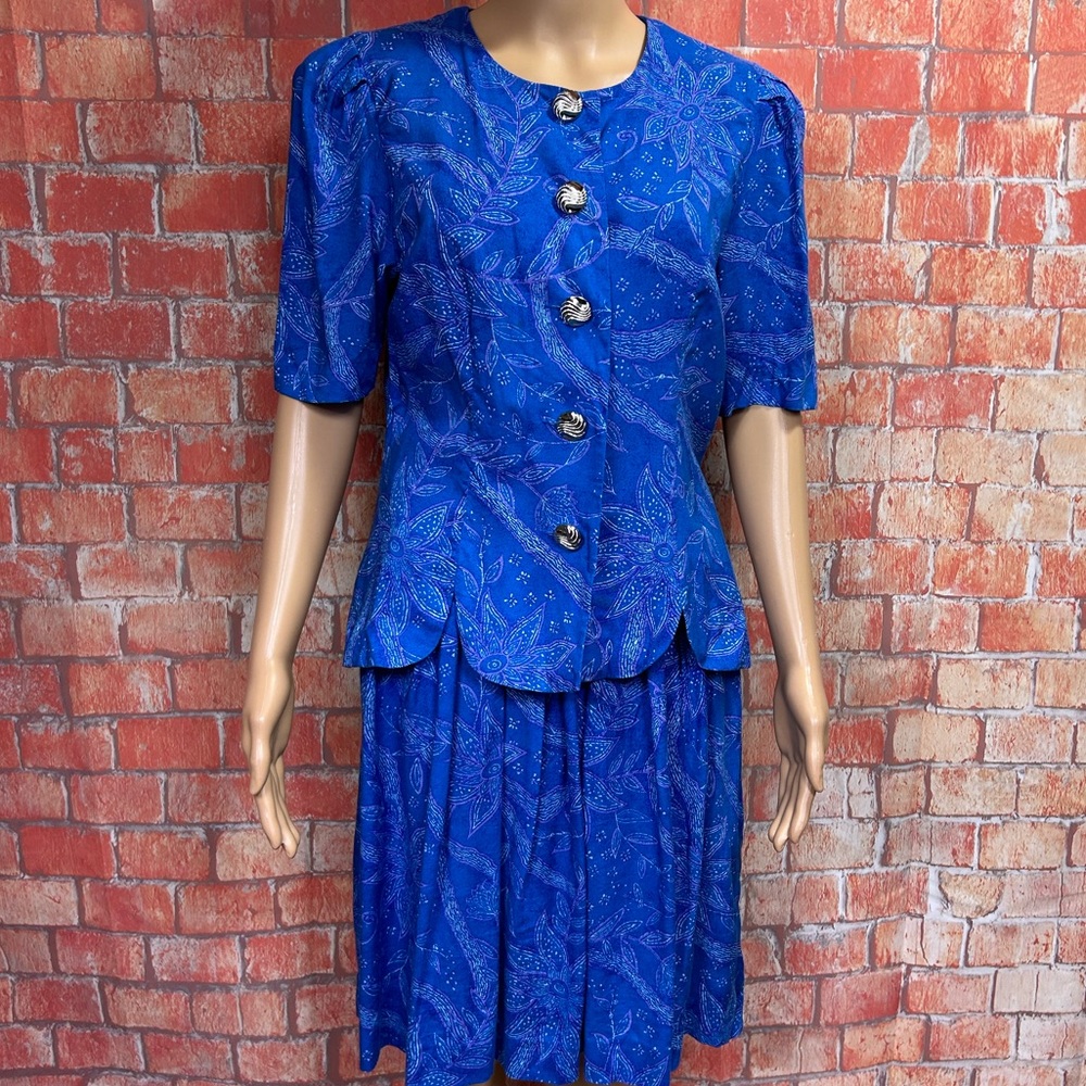 Worthington Vintage Petite Floral Top and Skirt Set